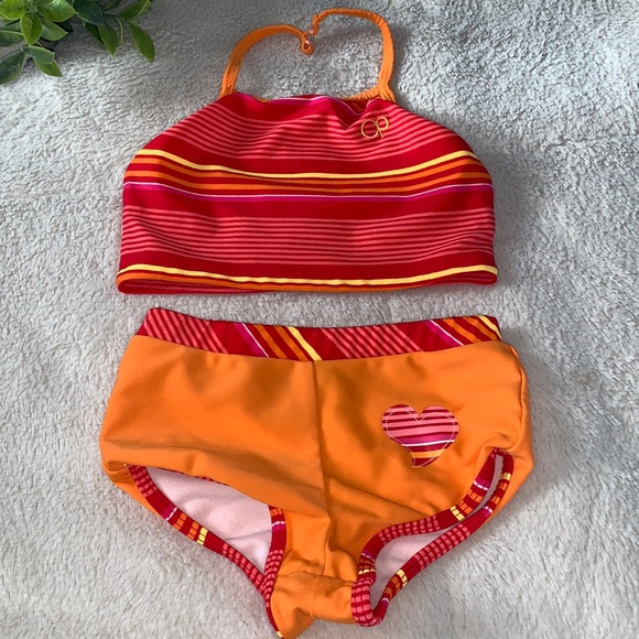 OP Other - OP Swimsuit 2 pc. Orange Red  Bathing Suit Girls 3T EUC